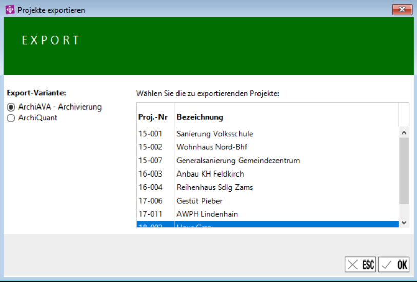 projektexport